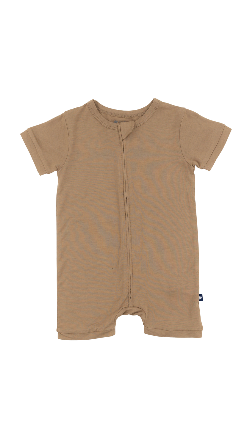 Short Zip Romper in Mocha