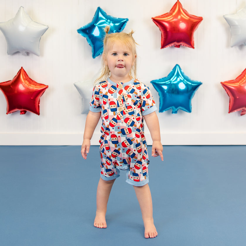 Short Romper in Patriot Pops