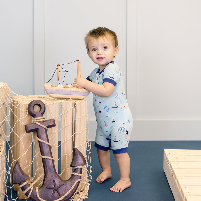 Short Romper in Ship Shape