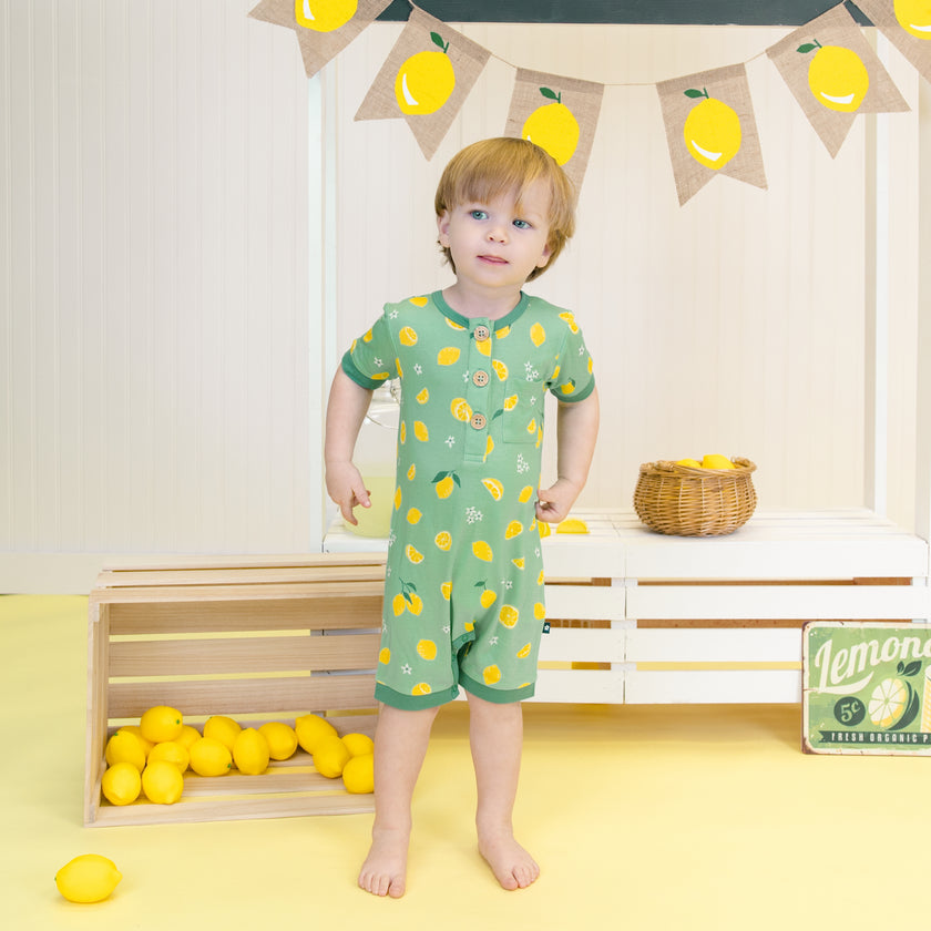 Short Romper in Citrus Summer
