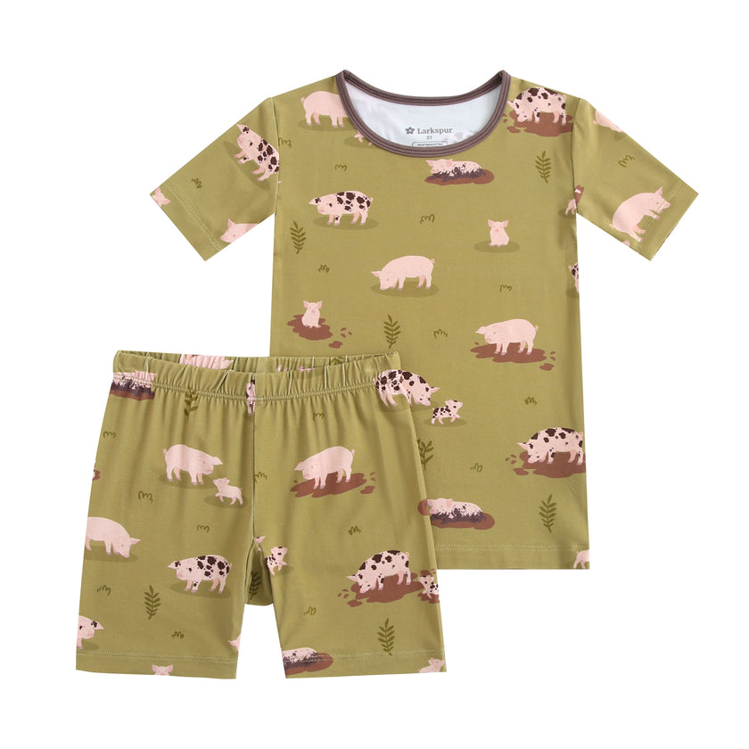 Short Sleeve Pajamas in Farm Pigs Fun