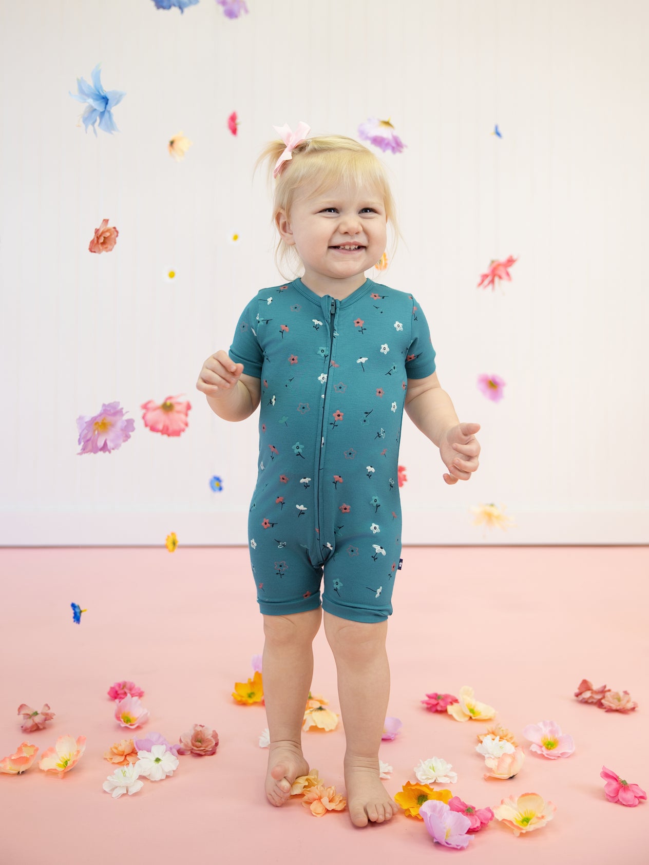 Short Zip Romper in Falling Flowers