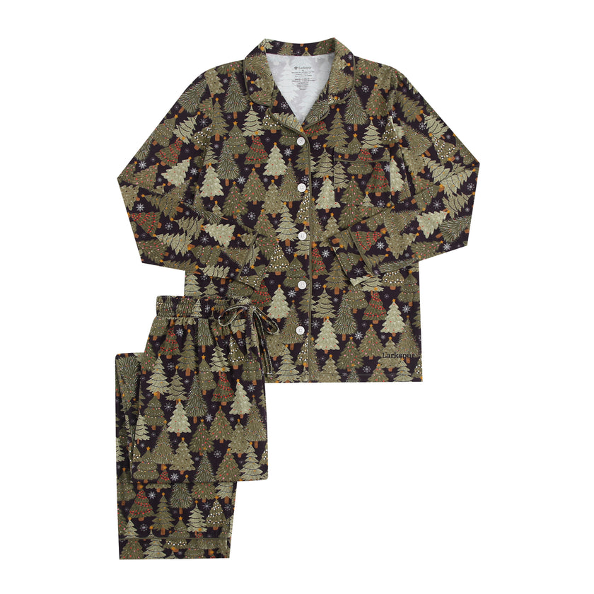 Women's Long Sleeve Pajamas in Festive Trees