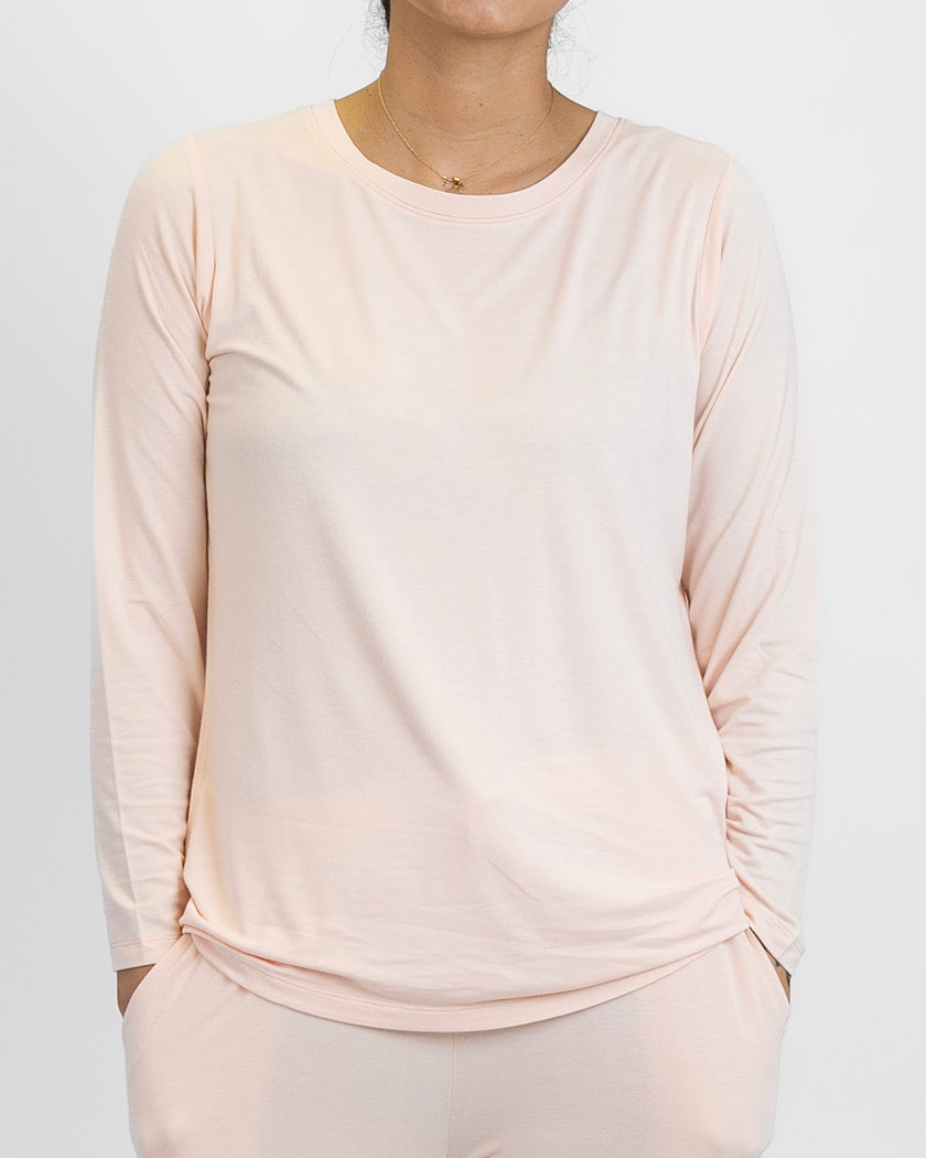 Women's Long Sleeve Lounge Tee in Blush