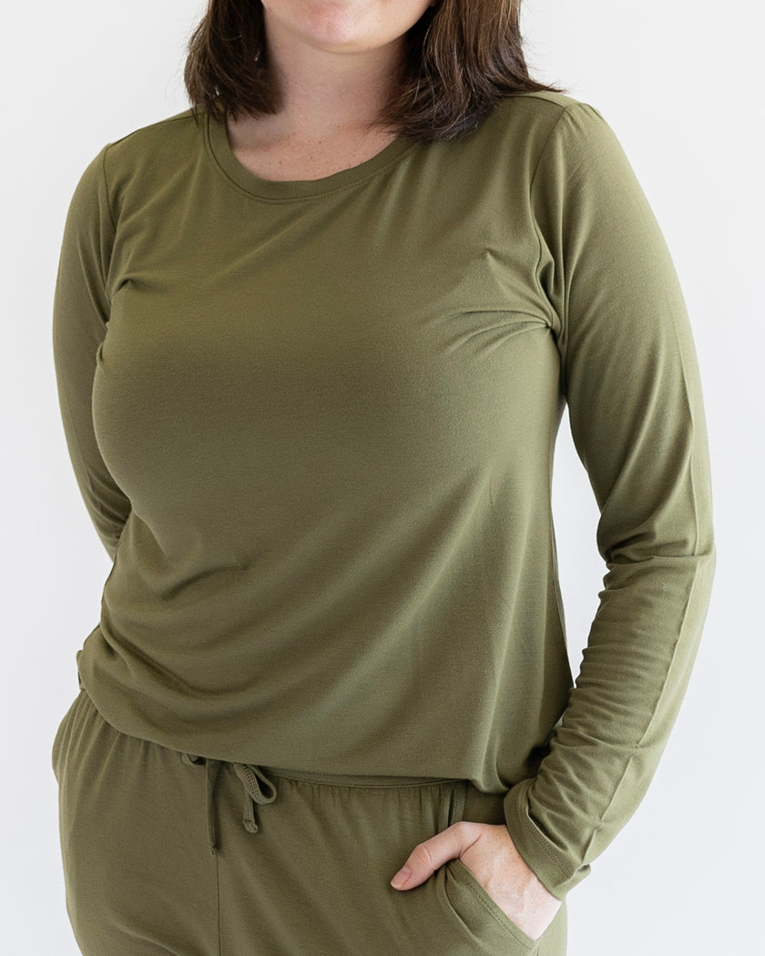 Women's Long Sleeve Lounge Tee in Olive