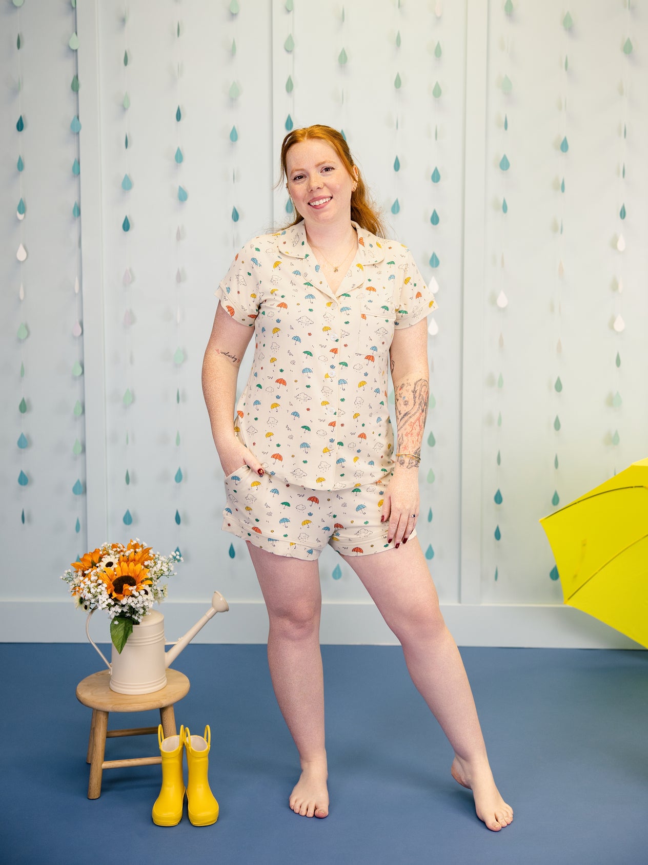 Women's Short Pajama Set in Spring Showers