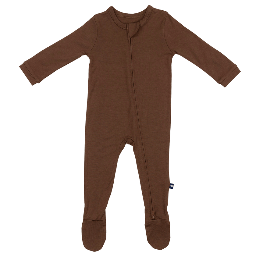 Larkspur Baby Zip Footie in Chestnut