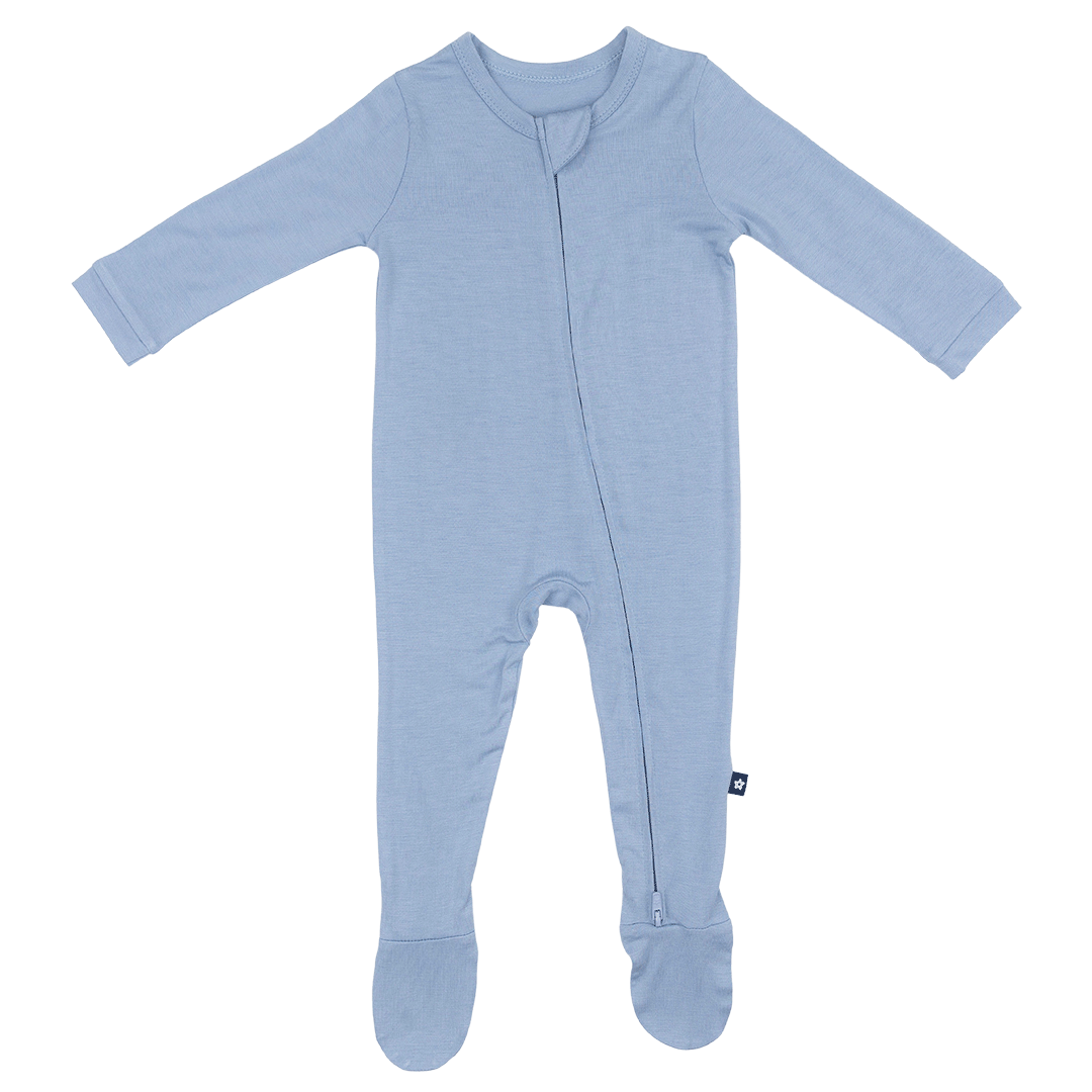 Larkspur Baby Zip Footie in Denim