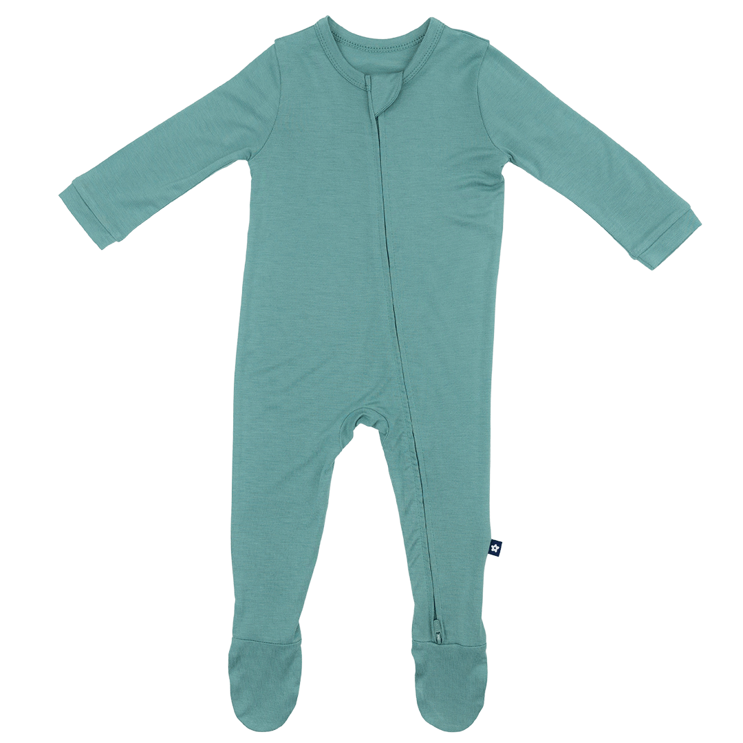 Larkspur Baby Zip Footie in Jade