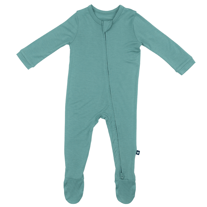 Larkspur Baby Zip Footie in Jade
