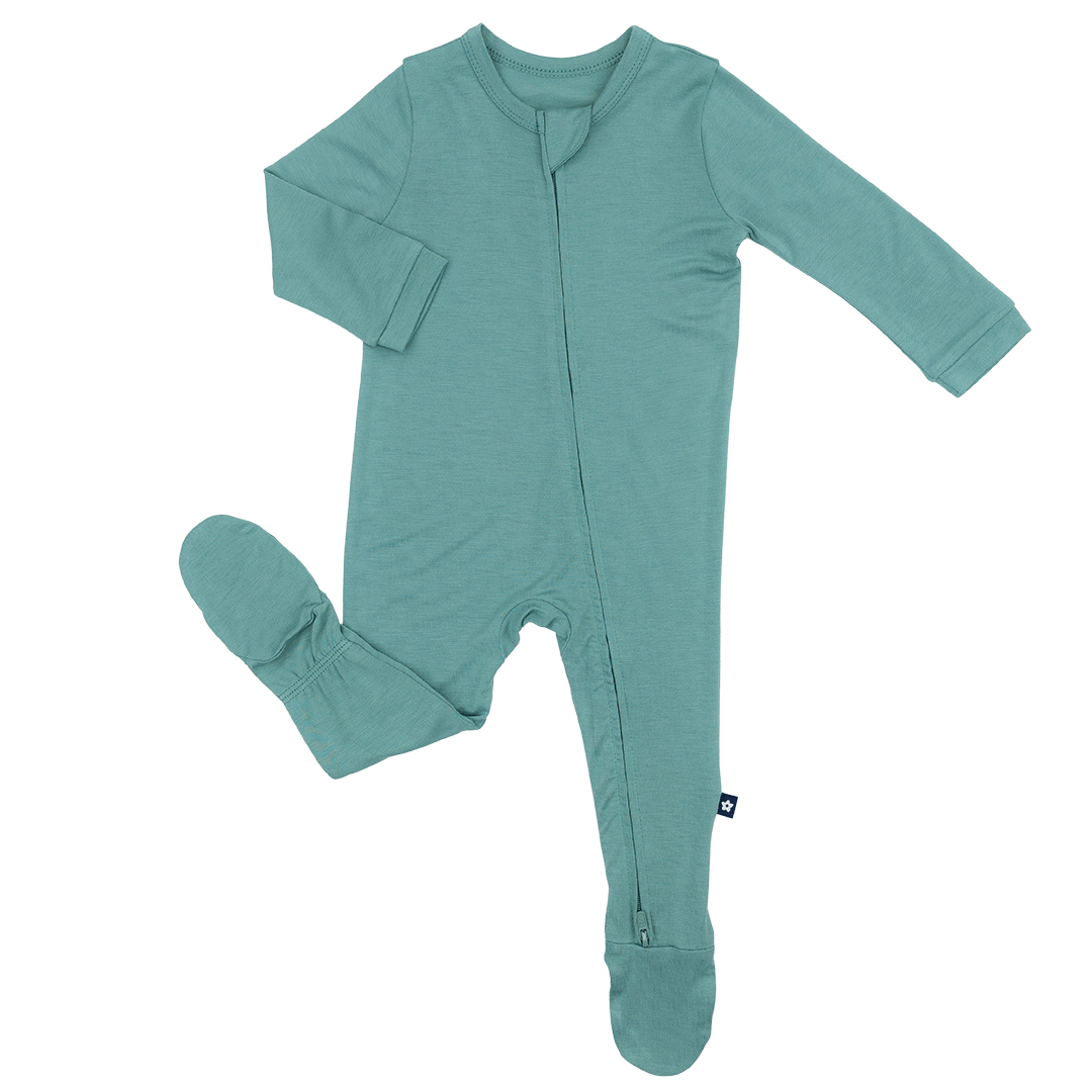 Larkspur Baby Zip Footie in Jade