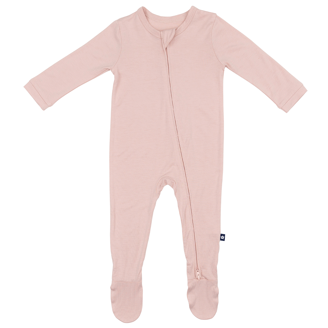 Larkspur Baby Zip Footie in Rose