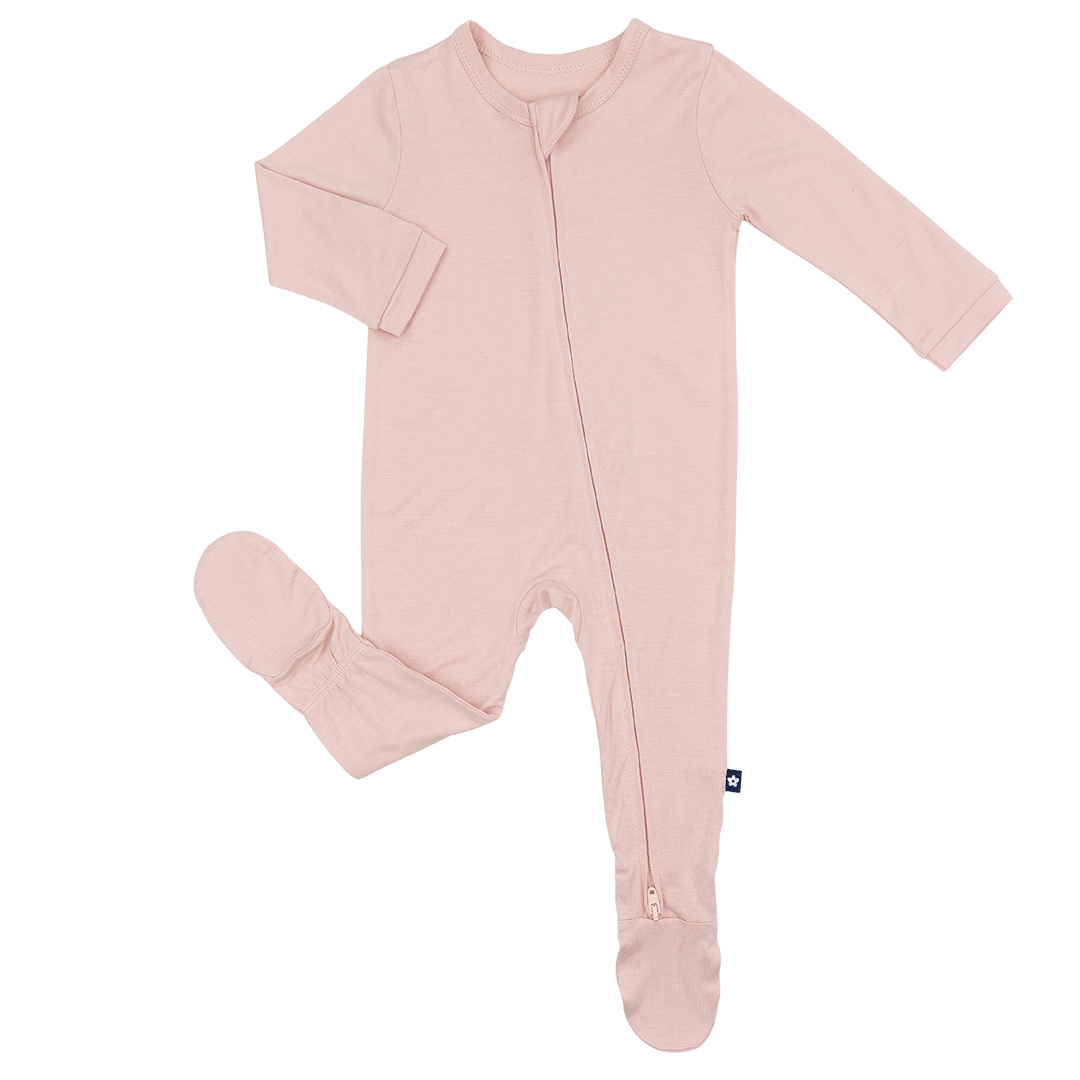 Larkspur Baby Zip Footie in Rose