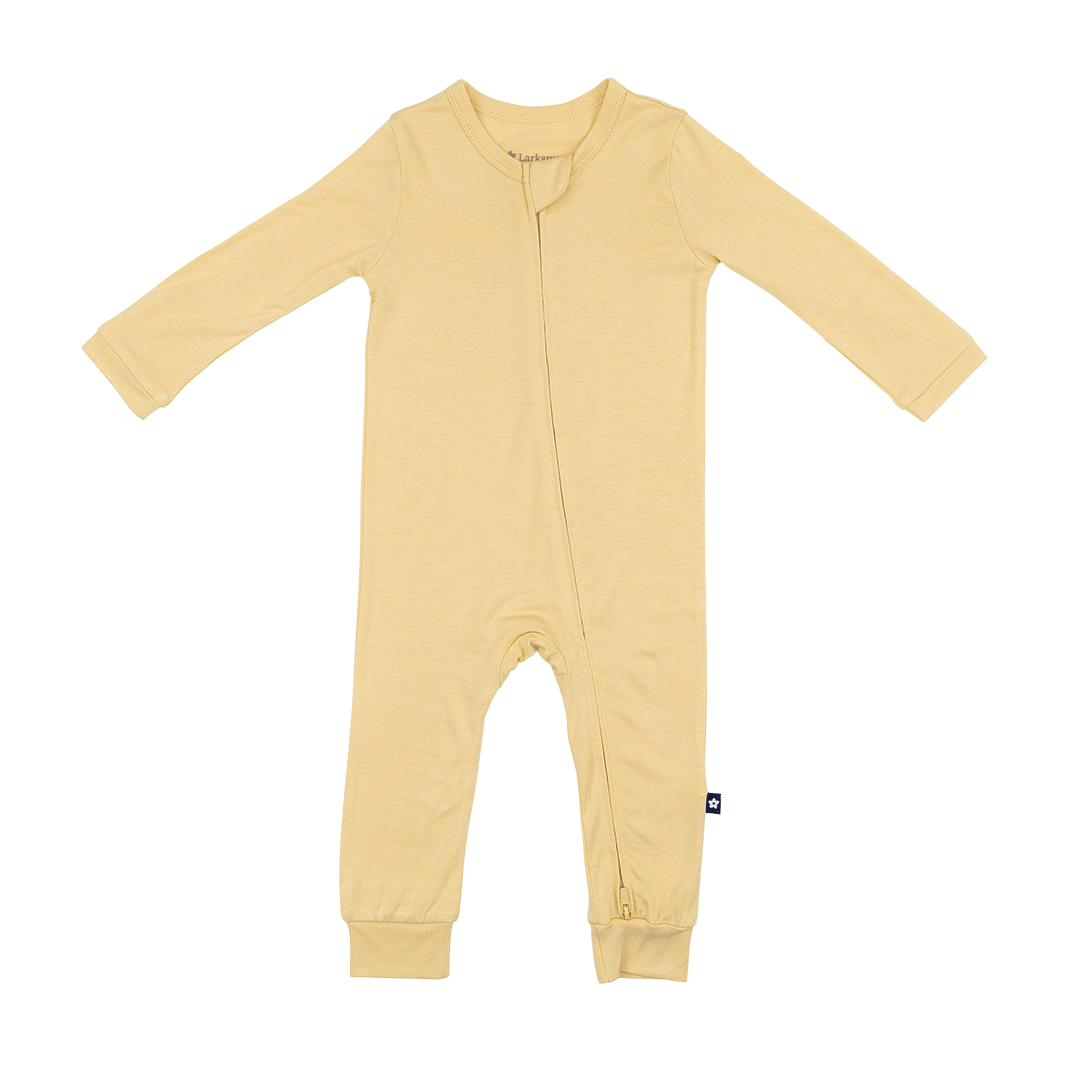 Larkspur Baby Zip Romper in Golden Sand