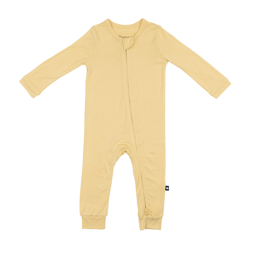 Larkspur Baby Zip Romper in Golden Sand