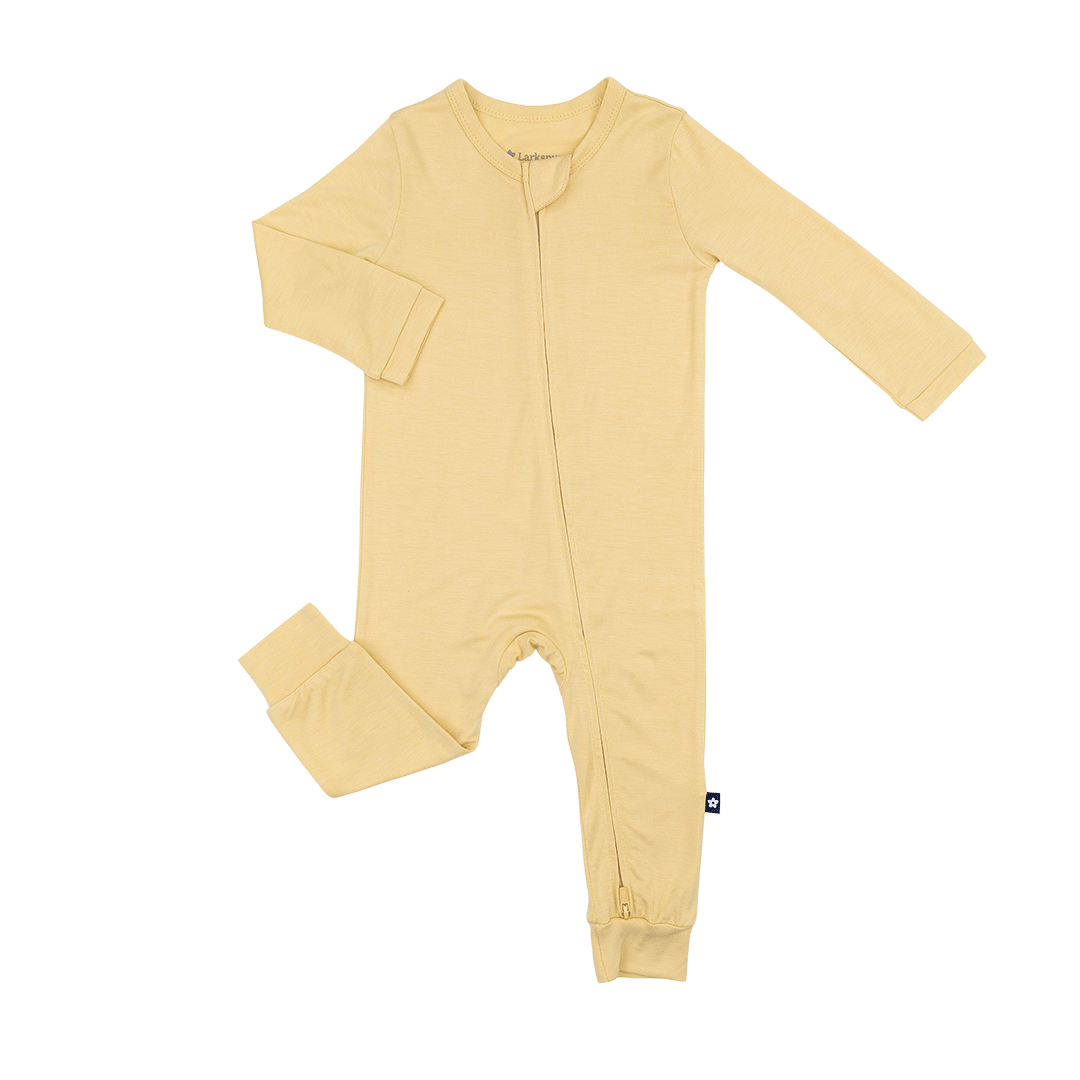 Larkspur Baby Zip Romper in Golden Sand