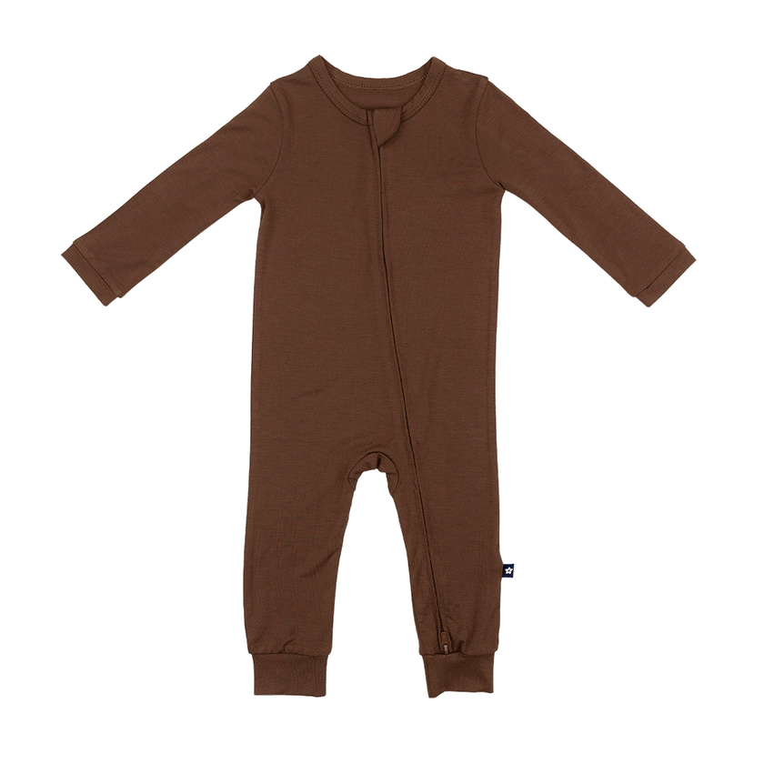 Larkspur Baby Zip Romper in Chestnut