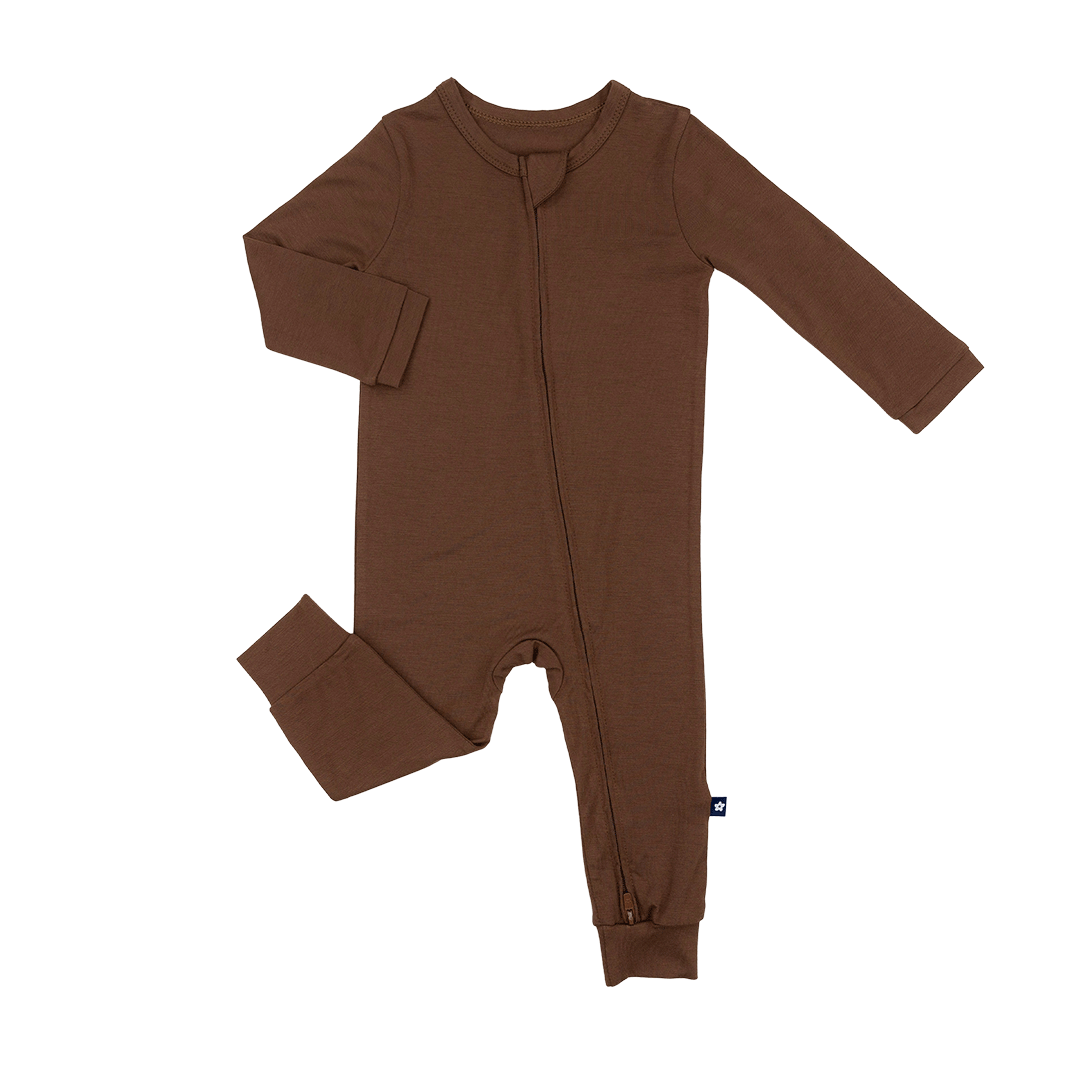 Larkspur Baby Zip Romper in Chestnut