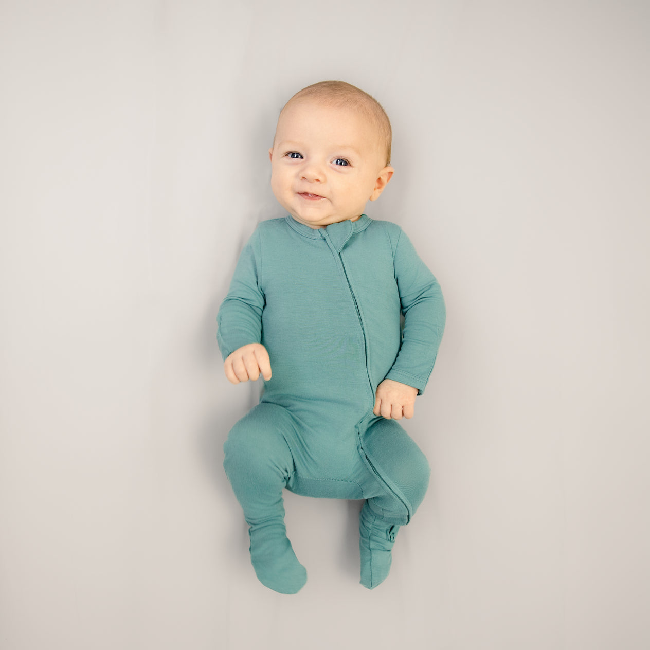 Larkspur Baby Zip Footie in Jade