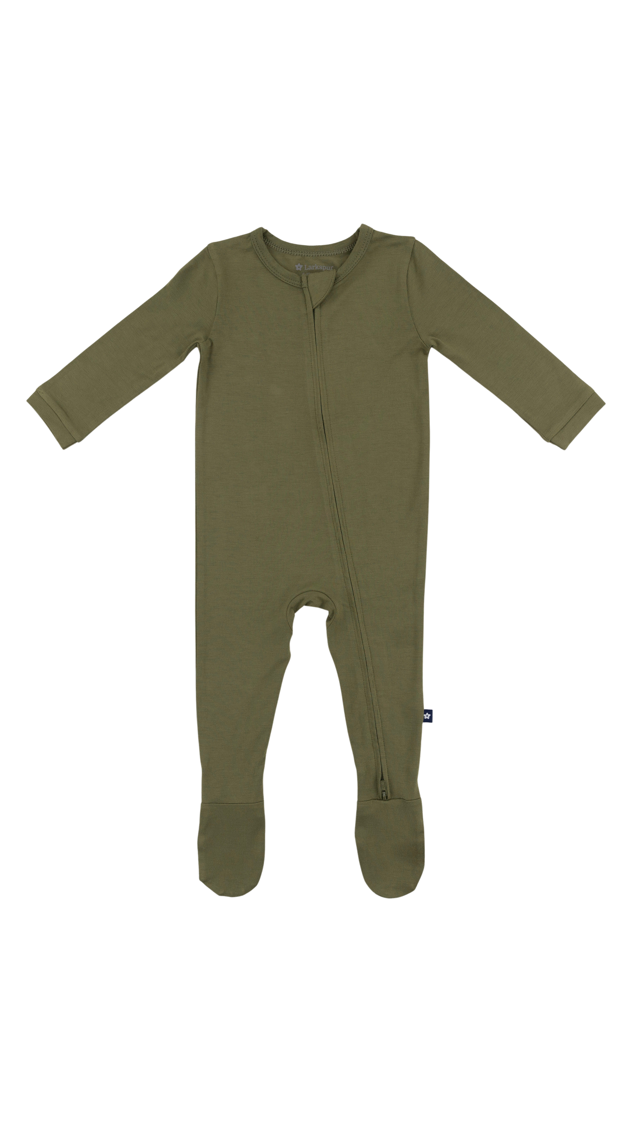 Zip Footie in Olive