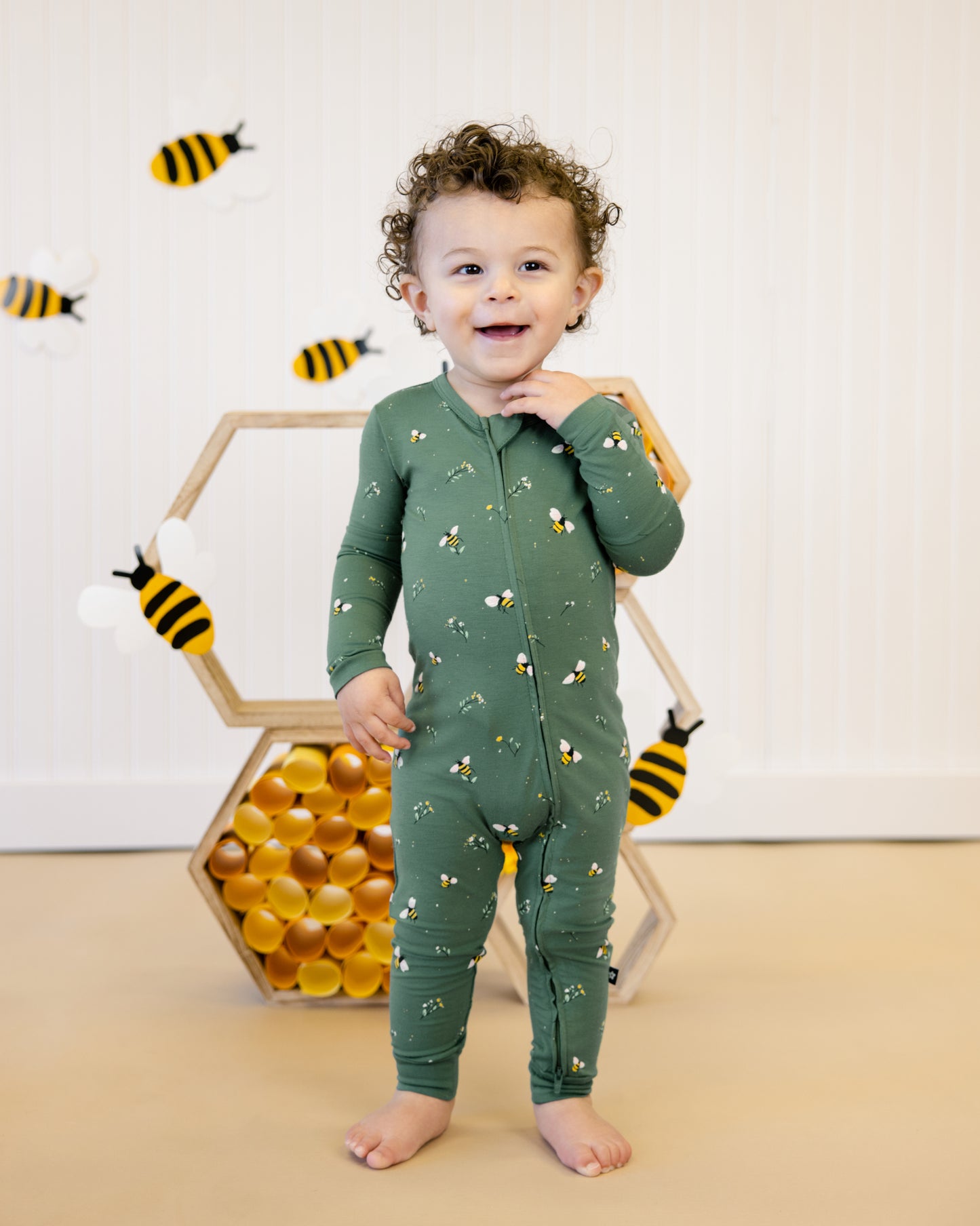 Zip Romper in Busy Bees