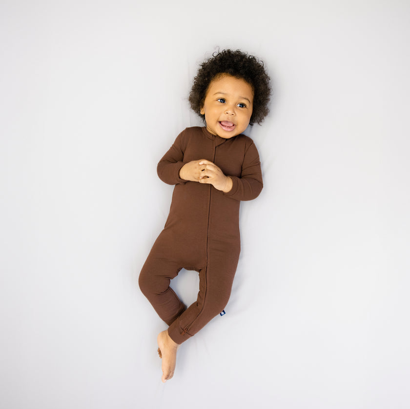 Larkspur Baby Zip Romper in Chestnut