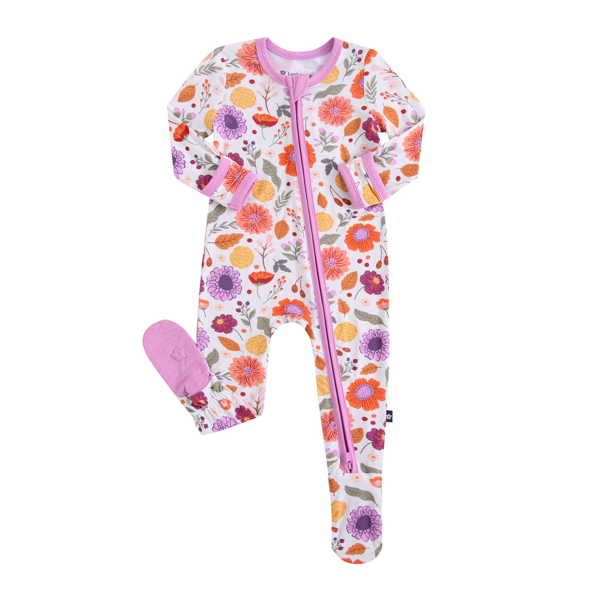 Zipper Footie in Fall Florals