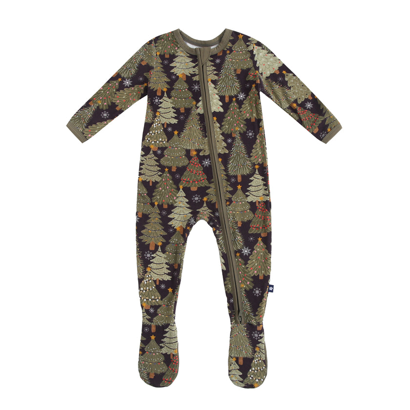 Zipper Footie in Festive Trees