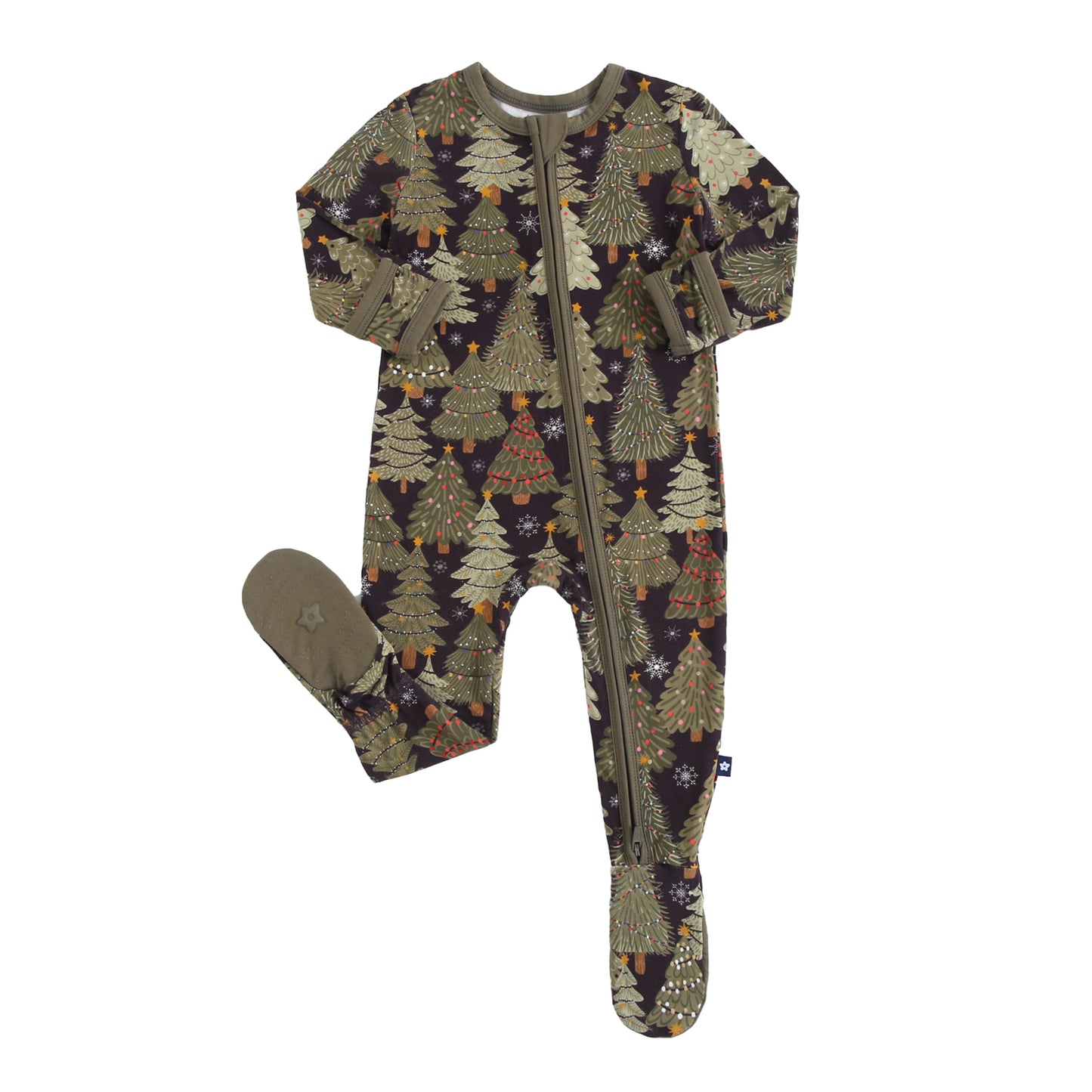 Zipper Footie in Festive Trees