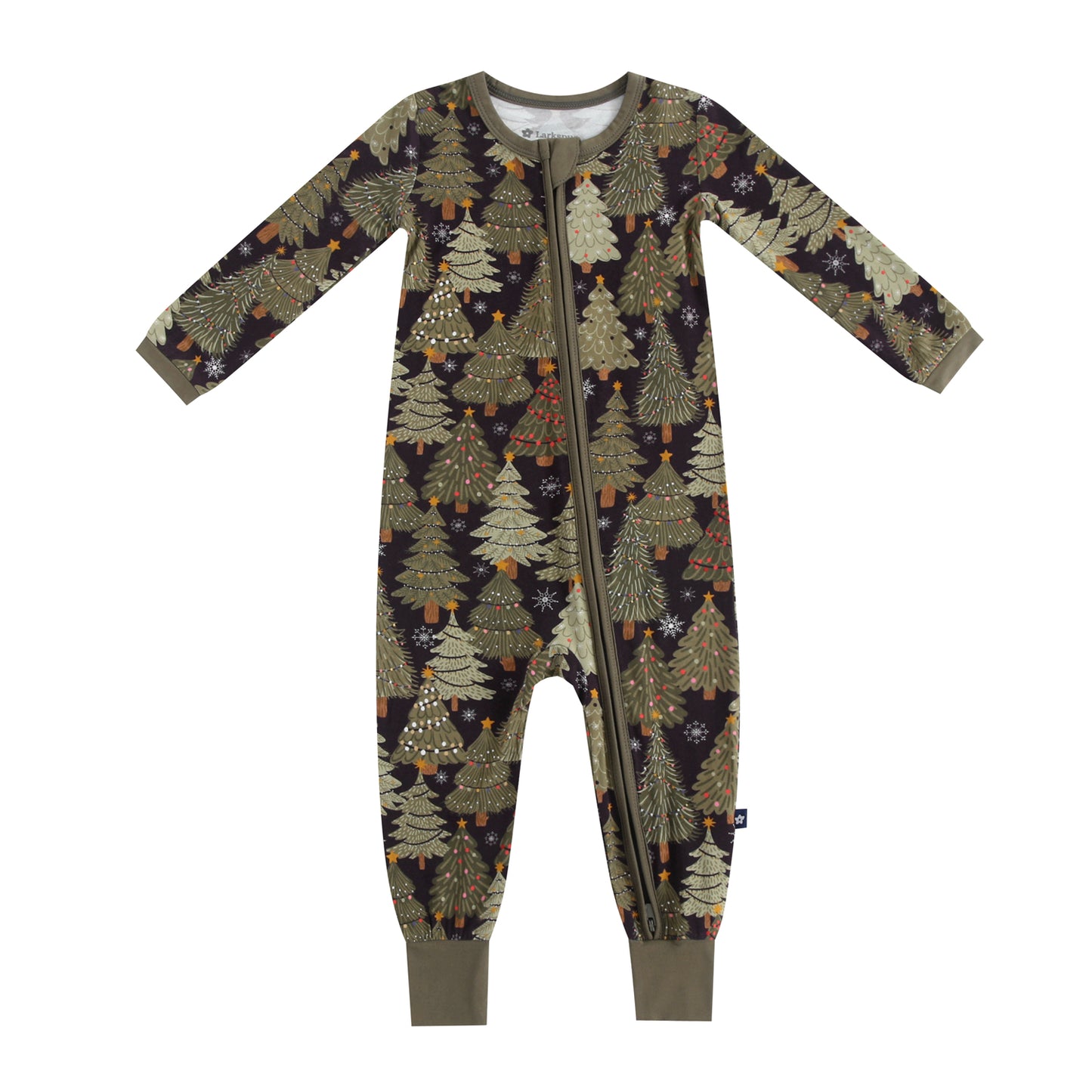 Zipper Romper in Festive Trees