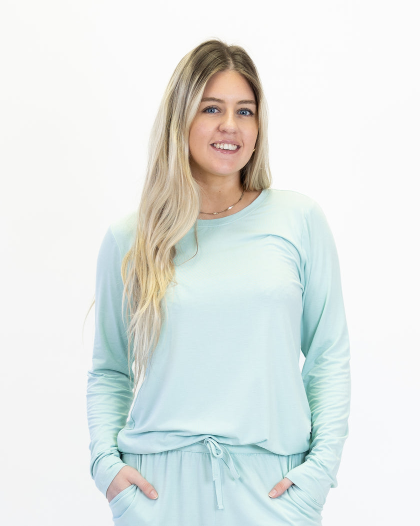 Women's Long Sleeve Lounge Tee in Aqua