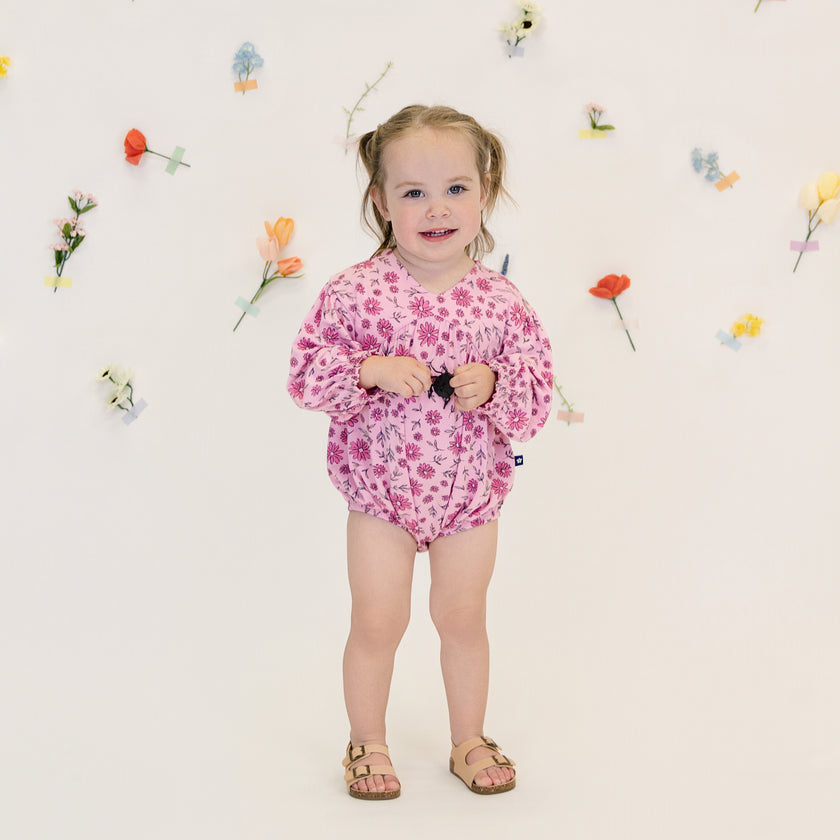 Bubble Romper in Ditsy Daisies