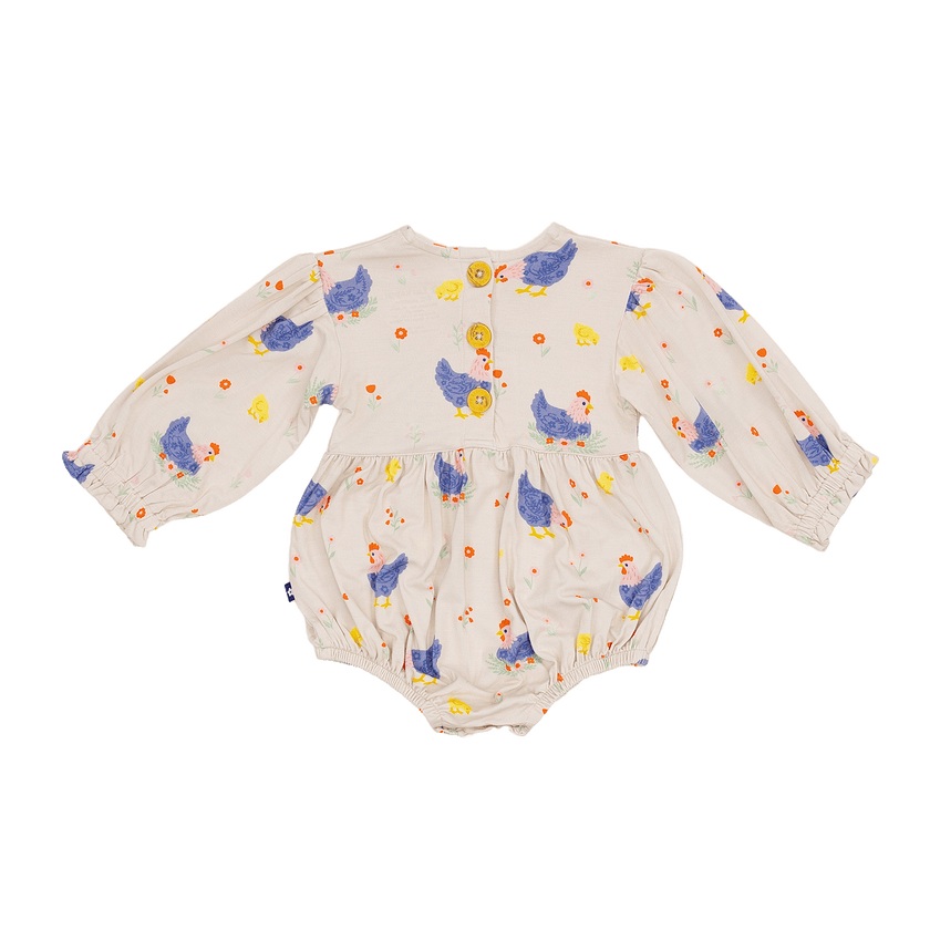 Bubble Romper in Chick and Cluck