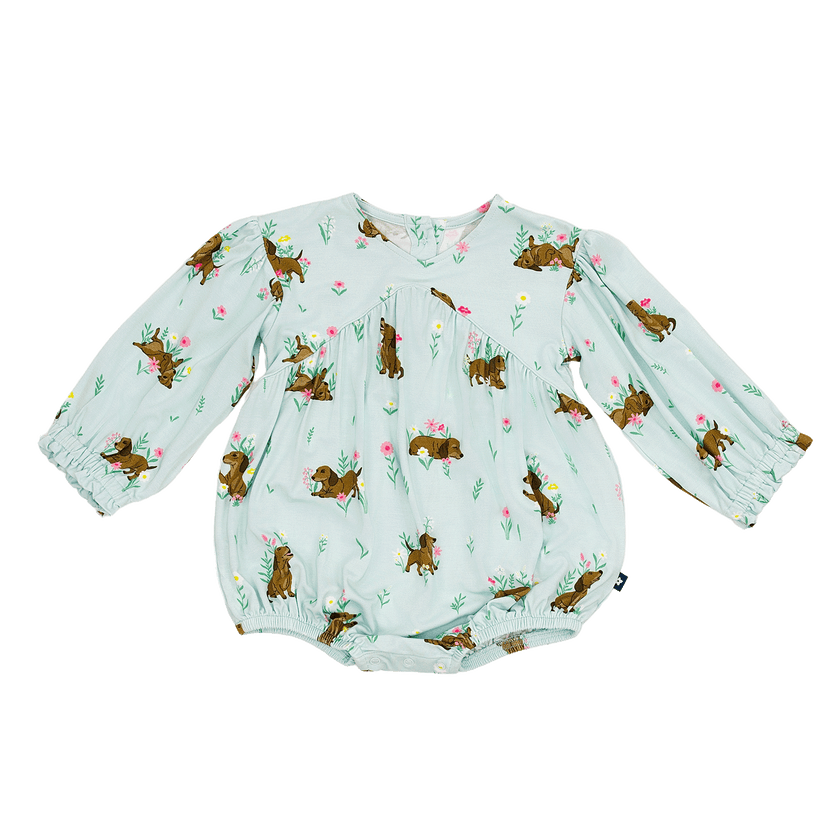 Bubble Romper in Dachshund Garden