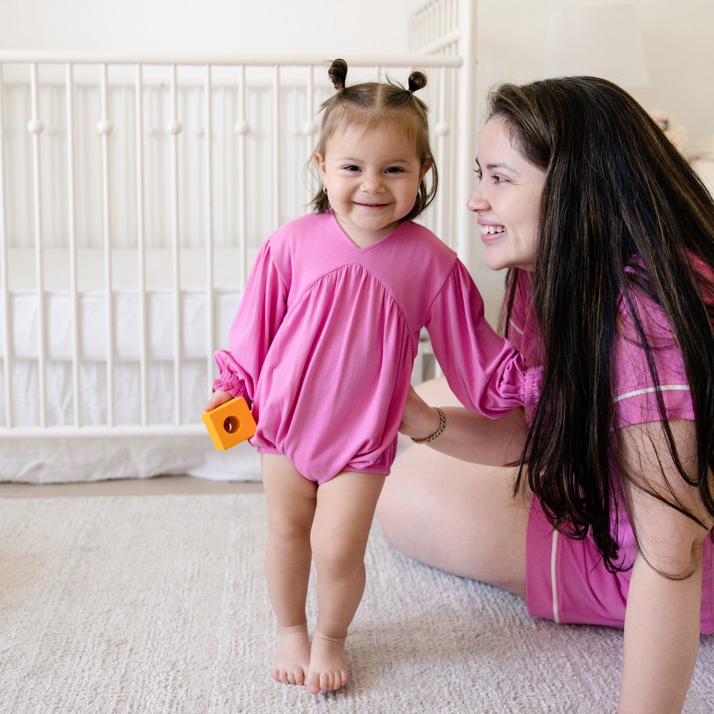 Bubble Romper in Purrfectly Pink