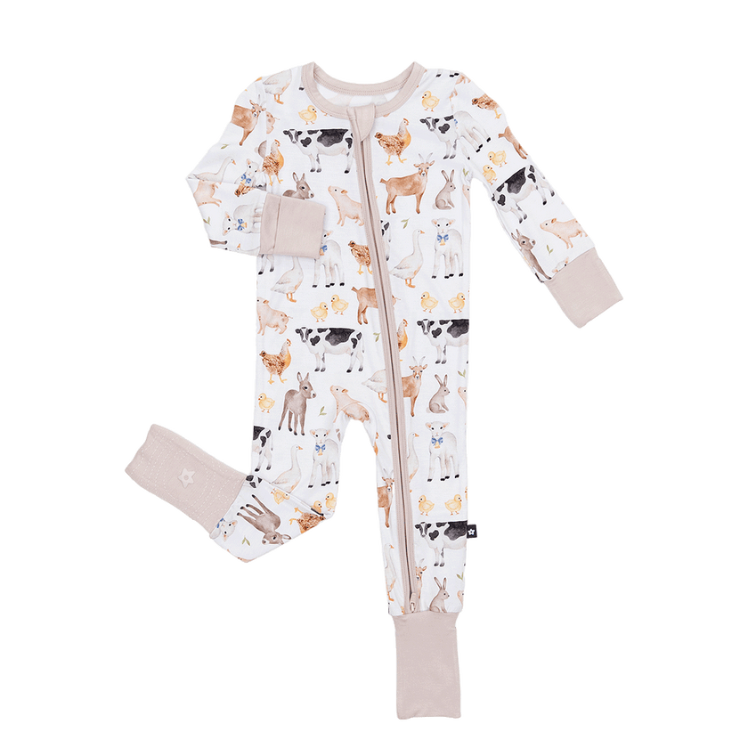 Convertible Footed Romper in Funny Farm