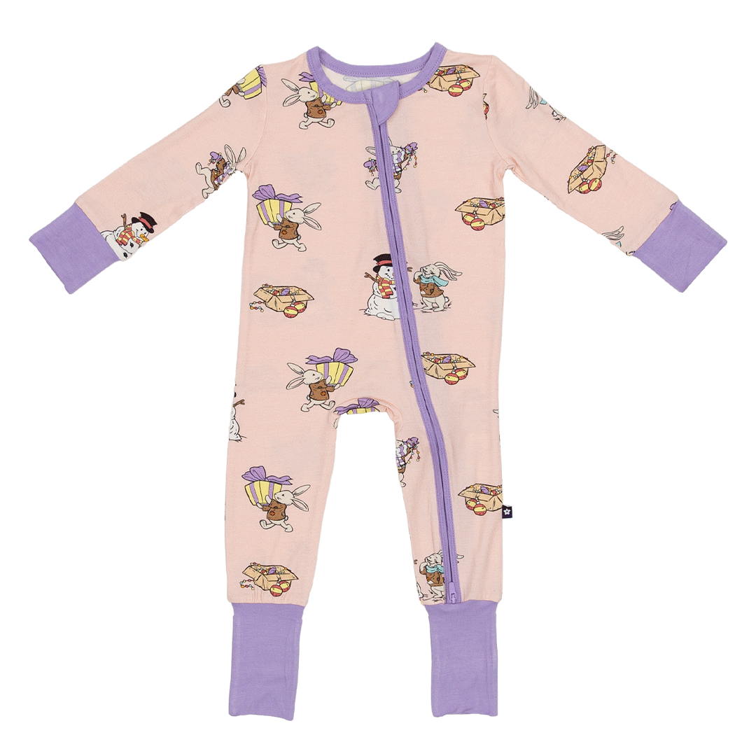 Convertible Footed Romper in Hoppy Holidays