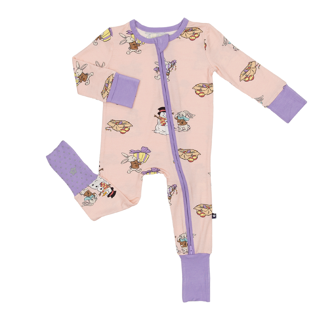 Convertible Footed Romper in Hoppy Holidays
