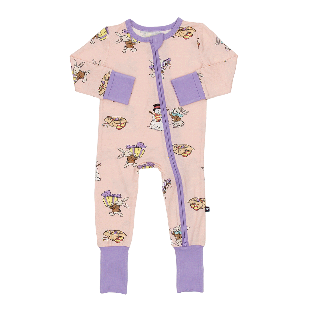 Convertible Footed Romper in Hoppy Holidays