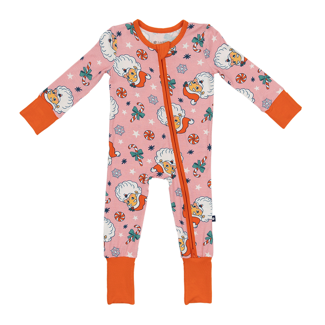 Convertible Footed Romper in Santa Baby