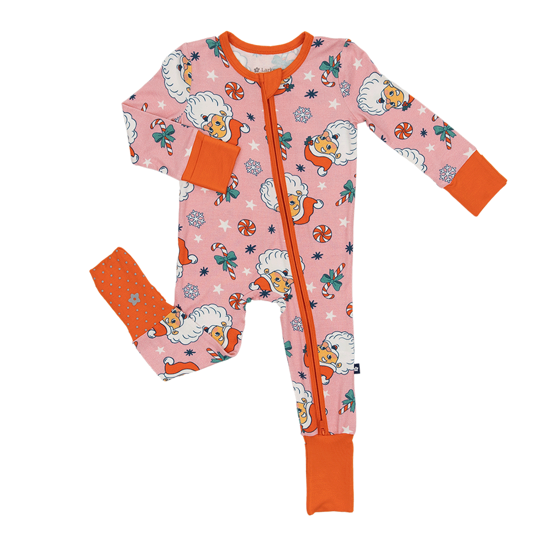 Convertible Footed Romper in Santa Baby
