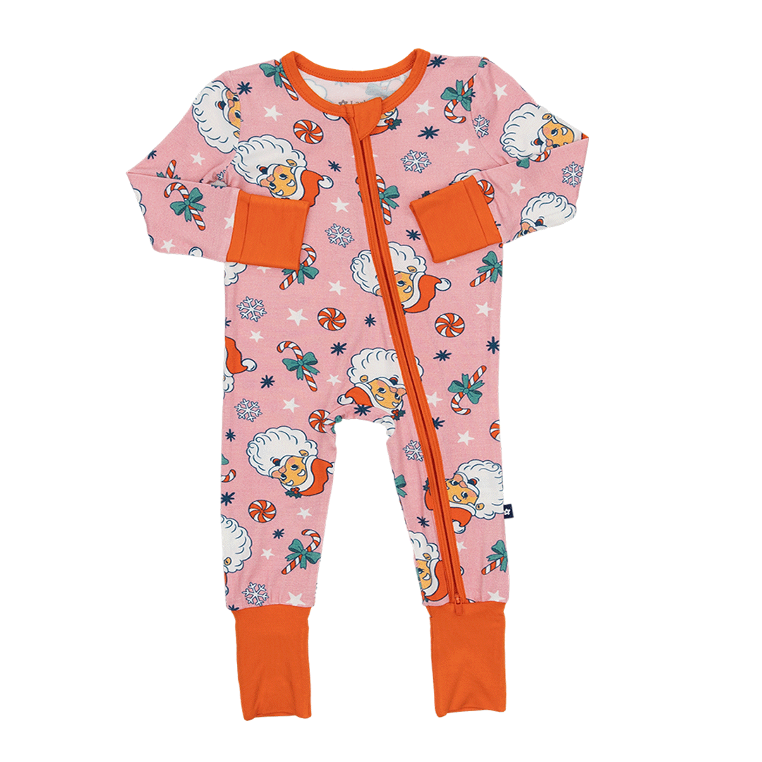 Convertible Footed Romper in Santa Baby
