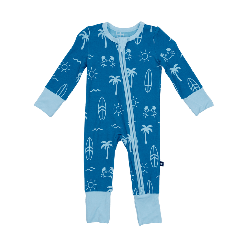 Convertible Footed Romper in Surf Club