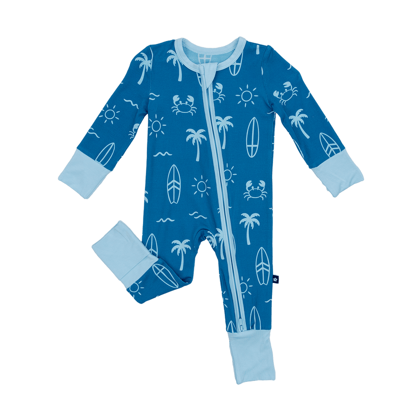 Convertible Footed Romper in Surf Club