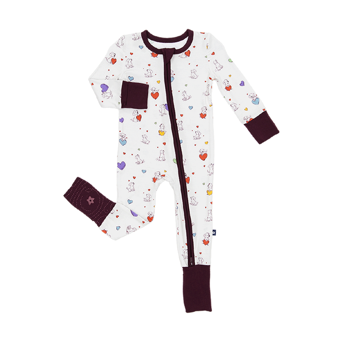 Convertible Footed Romper in Puppy Love