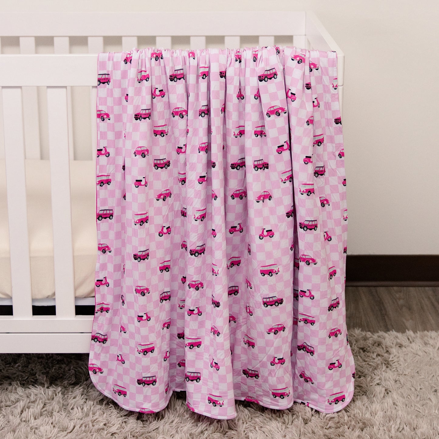 Cozy Blanket in Pink Wheels