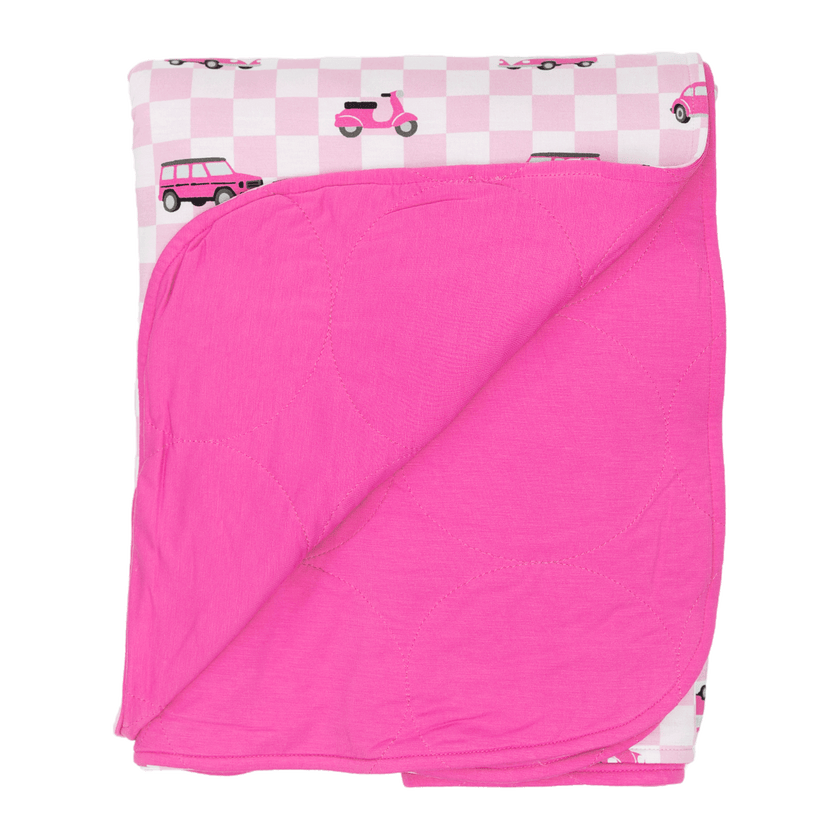 Cozy Blanket in Pink Wheels