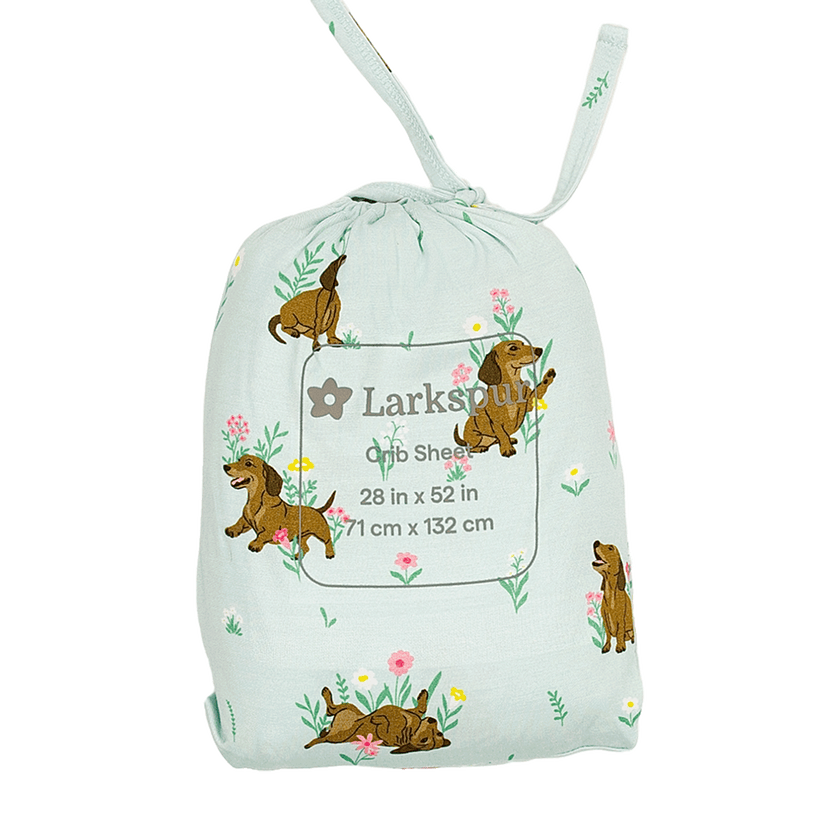 Crib Sheet in Dachshund Garden