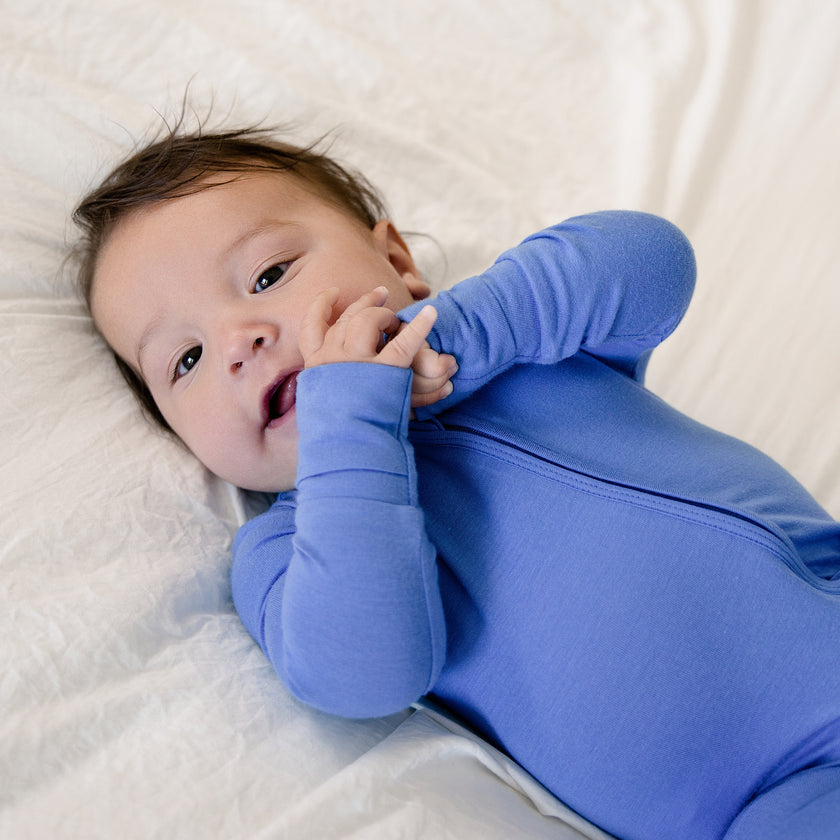 Convertible Footed Romper in Blue Orbit