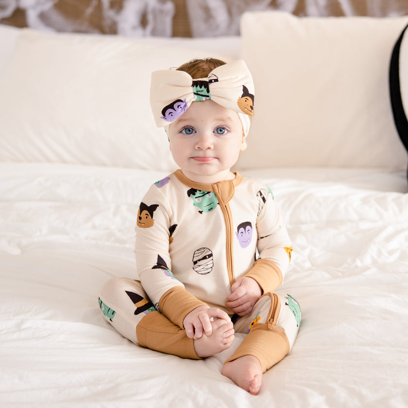 Convertible Footed Romper in Boo Crew